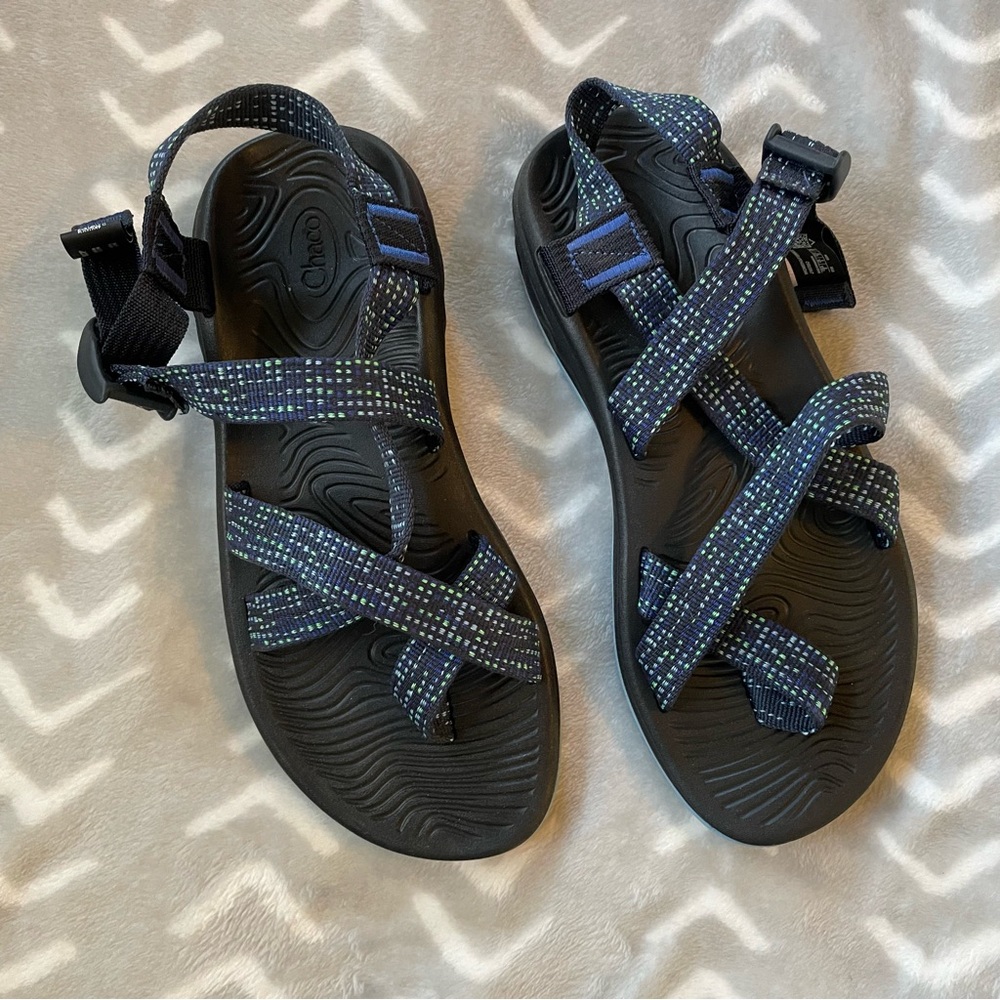 Chaco Black and Blue Strappy Sandals